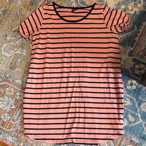 Cotton On Striped Coral & Black Short Sleeve Tee Dress